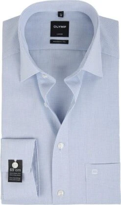 OLYMP Luxor Shirt SL7 Modern Fit Blauw Ruit -Kleding Verkoop 14249 1 1