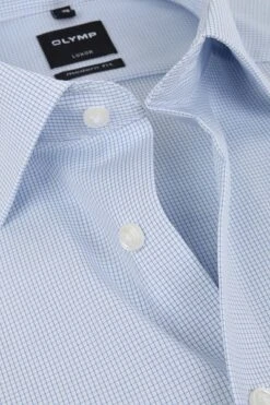 OLYMP Luxor Shirt SL7 Modern Fit Blauw Ruit -Kleding Verkoop 14249 2