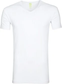 Alan Red Bamboo T-shirt V-Hals Wit
