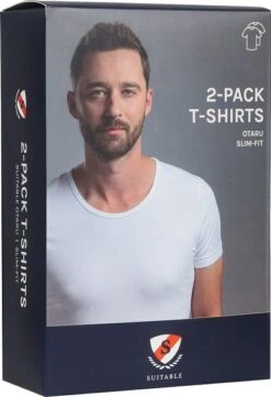 Suitable T-shirt Wit Diepe O-hals Otaru Stretch 2-Pack -Kleding Verkoop 59445 7