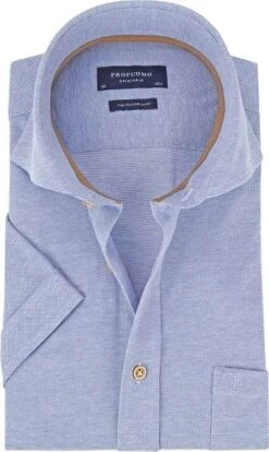 Profuomo Overhemd KM Knitted Blauw -Kleding Verkoop 62591 9 1