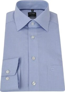 OLYMP Luxor MF Blauw Ruit Overhemd -Kleding Verkoop 62954 3