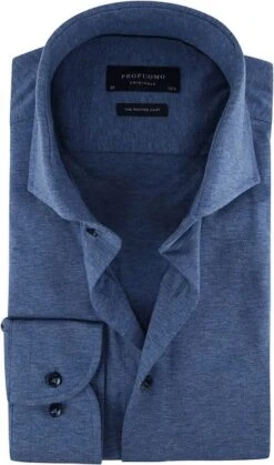 Profuomo Knitted Jersey Overhemd Blauw