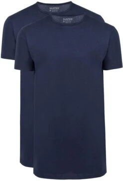 Slater 2-pack T-shirt Basic Extra Lang O-neck Navy -Kleding Verkoop 68279 2 1
