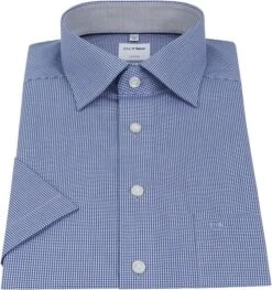 OLYMP Overhemd Luxor Korte Mouw Ruit Royal Blauw -Kleding Verkoop 70131 3 1