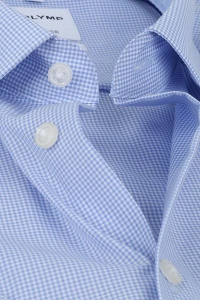 OLYMP Overhemd Luxor Korte Mouw Ruit Blauw 7 OLYMP Overhemd Luxor Korte Mouw Ruit Blauw - Image 5