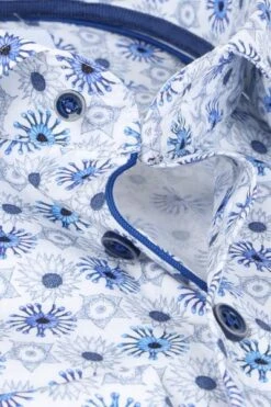 R2 Overhemd Extra Long Sleeve Fantasieprint Blauw -Kleding Verkoop 70211 2 1