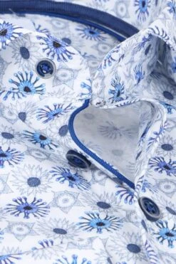 R2 Overhemd Extra Long Sleeve Fantasieprint Blauw -Kleding Verkoop 70211 2