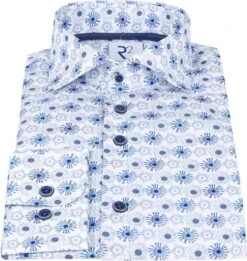 R2 Overhemd Extra Long Sleeve Fantasieprint Blauw -Kleding Verkoop 70211 3 1