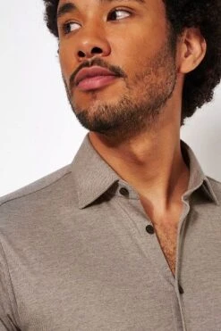 Desoto Overhemd Strijkvrij Modern Kent Lichtbruin -Kleding Verkoop 70457 4