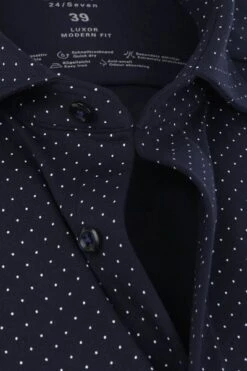 OLYMP Luxor Jersey Stretch Overhemd 24/Seven Stippen Donkerblauw -Kleding Verkoop 70780 2 1