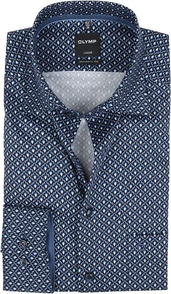 OLYMP Overhemd Luxor MF Grafisch Minimal Blauw 7 OLYMP Overhemd Luxor MF Grafisch Minimal Blauw - Image 5