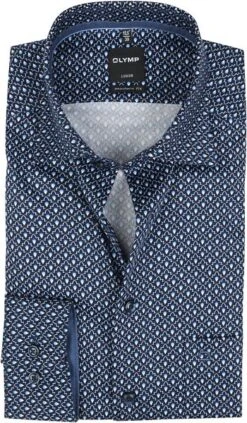 OLYMP Overhemd Luxor MF Grafisch Minimal Blauw