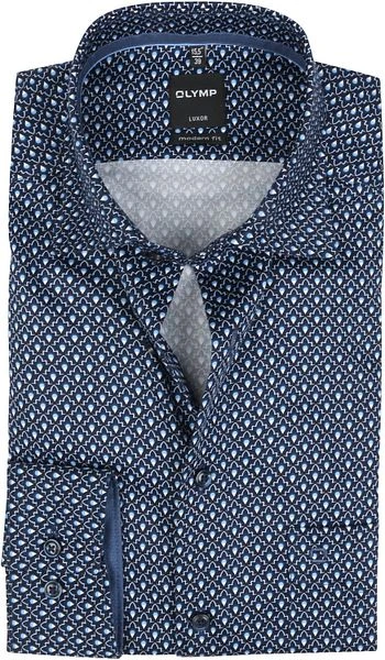 OLYMP Overhemd Luxor MF Grafisch Minimal Blauw 3 OLYMP Overhemd Luxor MF Grafisch Minimal Blauw