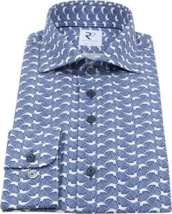 R2 Overhemd Extra Long Sleeve Planten Print Blauw -Kleding Verkoop 71614 3 1