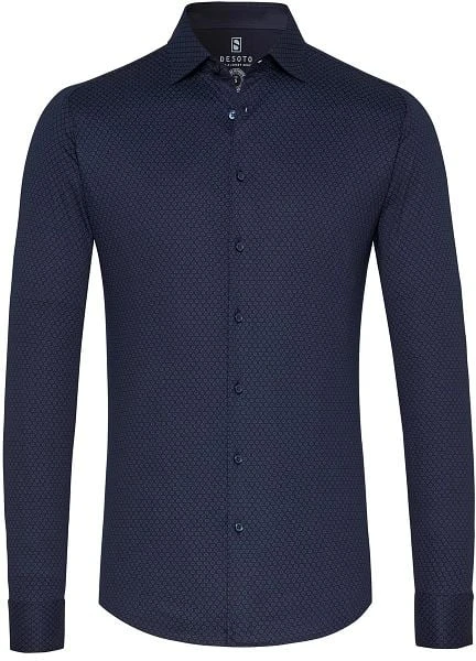 Desoto Overhemd Kent Grafische Print Donkerblauw 8 Desoto Overhemd Kent Grafische Print Donkerblauw - Image 6