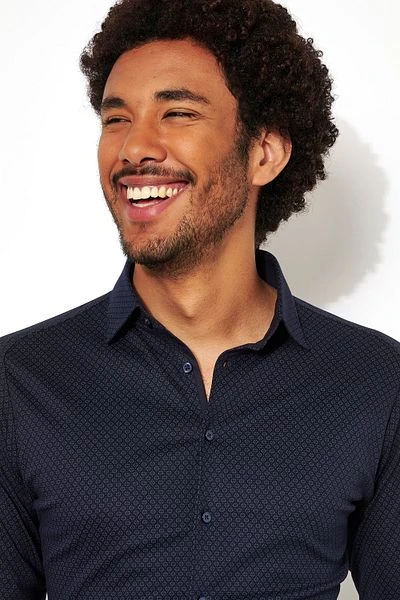 Desoto Overhemd Kent Grafische Print Donkerblauw 6 Desoto Overhemd Kent Grafische Print Donkerblauw - Image 4