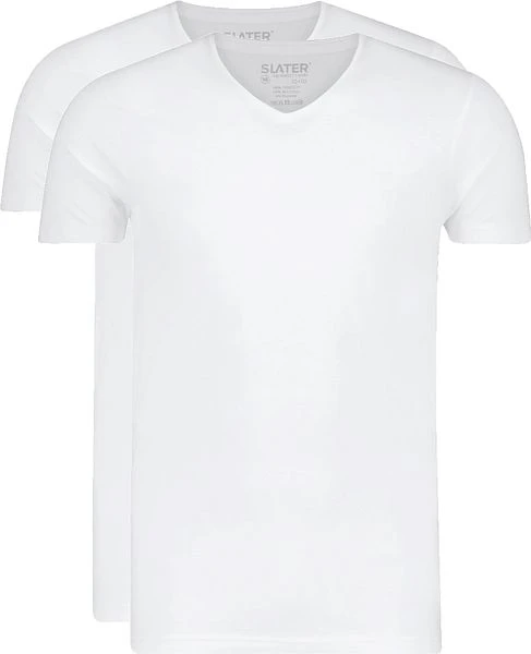Slater 2-pack The Perfect T-shirt 10+10 V-Hals Wit 3 Slater 2-pack The Perfect T-shirt 10+10 V-Hals Wit