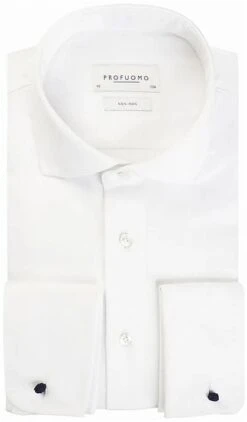 Profuomo Shirt Cutaway Dubbel Manchet Wit -Kleding Verkoop 7274 14 1
