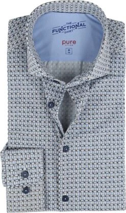 Pure Functional Overhemd Print Blauw Bruin