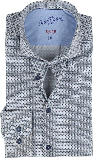 Pure Functional Overhemd Print Blauw Bruin 3 Pure Functional Overhemd Print Blauw Bruin