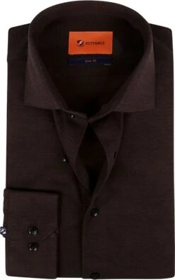 Suitable Overhemd Pique Bruin