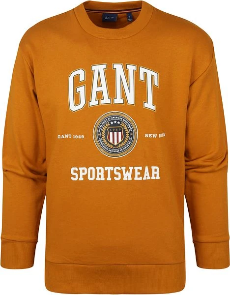 Gant Sweater O-Hals Okergeel 3 Gant Sweater O-Hals Okergeel