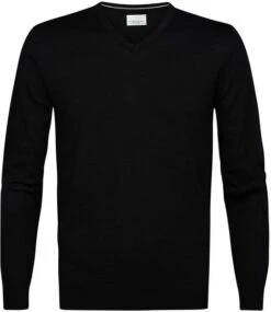 Profuomo Pullover V-Hals Merinowol Zwart
