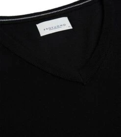 Profuomo Pullover V-Hals Merinowol Zwart -Kleding Verkoop 75187 2 1