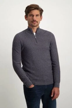 State Of Art Half Zip Structuur Donkerblauw -Kleding Verkoop 75267 2 1