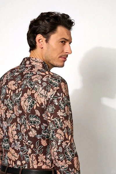 Desoto Overhemd Bloemenprint Bruin 4 Desoto Overhemd Bloemenprint Bruin - Image 2