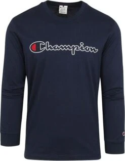 Champion Longsleeve T-Shirt Script Logo Navy -Kleding Verkoop 75609 1 1
