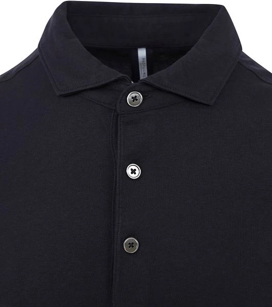 Profuomo Longsleeve Polo Navy Melange 4 Profuomo Longsleeve Polo Navy Melange - Image 2