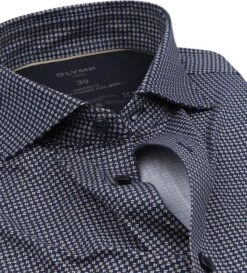 Olymp Luxor Overhemd Figuren Navy -Kleding Verkoop 75897 2 1