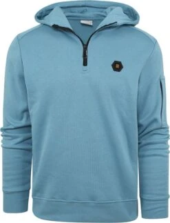 No-Excess No Excess Half Zip Hoodie Blauw