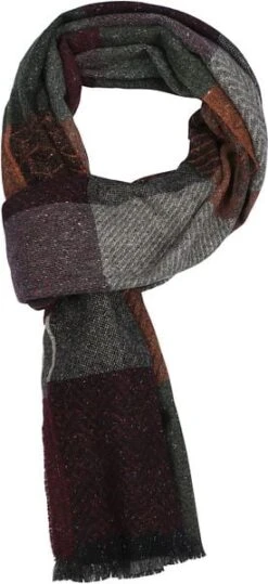 Suitable Herensjaal Wolmix Cubes Groen Rood Grijs -Kleding Verkoop 75948 1 1