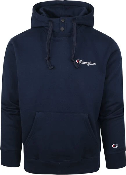 Champion Logo Hoodie Druknopen Donkerblauw 3 Champion Logo Hoodie Druknopen Donkerblauw