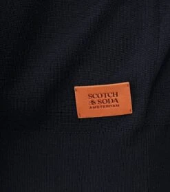 Scotch And Soda Trui Wol Schouderpatch Navy -Kleding Verkoop 76365 3
