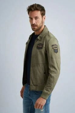 PME Legend Leer Summer Hudson 2.0 Bomber Khaki 10 PME Legend Leer Summer Hudson 2.0 Bomber Khaki -Kleding Verkoop 76837 3