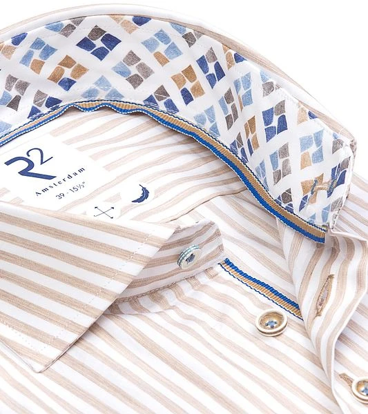 R2 Overhemd Strepen Beige 6 R2 Overhemd Strepen Beige - Image 4