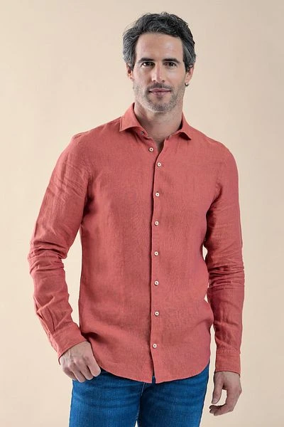 R2 Linnen Overhemd Oranje 4 R2 Linnen Overhemd Oranje - Image 2