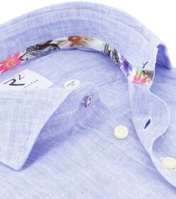 R2 Linnen Overhemd Blauw -Kleding Verkoop 76942 4