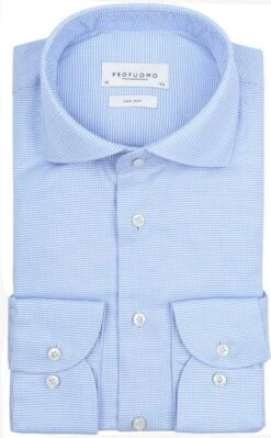 Profuomo Dobby Overhemd Blauw -Kleding Verkoop 76968 3 1
