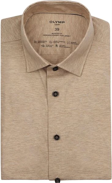 OLYMP Luxor Overhemd 24/Seven Lichtbruin 3 OLYMP Luxor Overhemd 24/Seven Lichtbruin