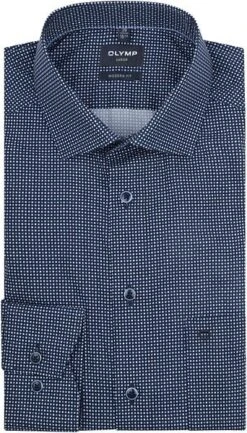 Olymp Luxor Overhemd SL7 Blokjes Donkerblauw -Kleding Verkoop 77062 1 1