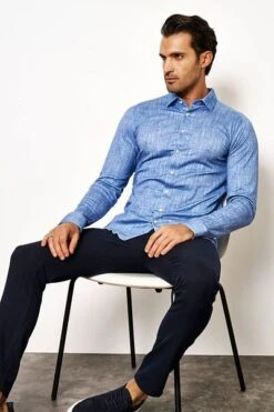 Desoto Overhemd Melange Blauw -Kleding Verkoop 77103 5