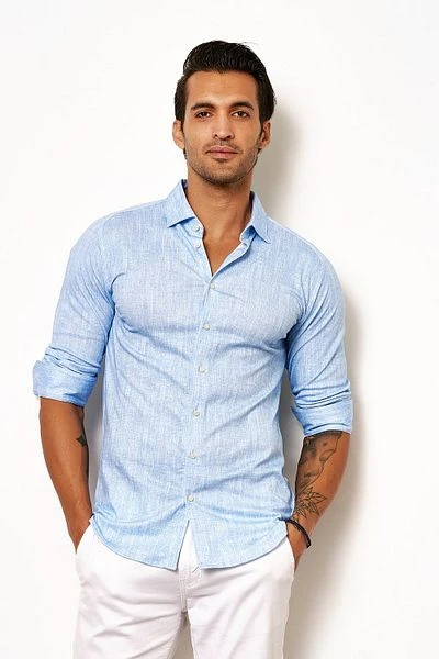 Desoto Overhemd Melange Lichtblauw 4 Desoto Overhemd Melange Lichtblauw - Image 2