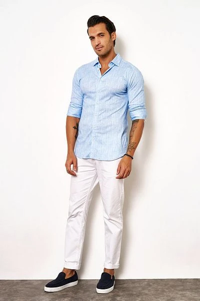 Desoto Overhemd Melange Lichtblauw 6 Desoto Overhemd Melange Lichtblauw - Image 4