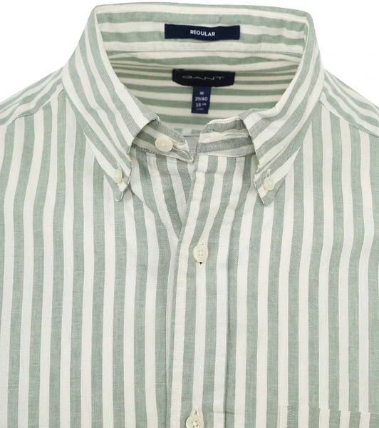 Gant Casual Overhemd Streep Linnen Groen 4 Gant Casual Overhemd Streep Linnen Groen - Image 2