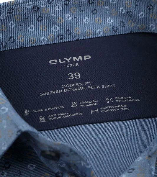 Olymp Luxor Shortsleeve Overhemd Figuren Blauw 5 Olymp Luxor Shortsleeve Overhemd Figuren Blauw - Image 3
